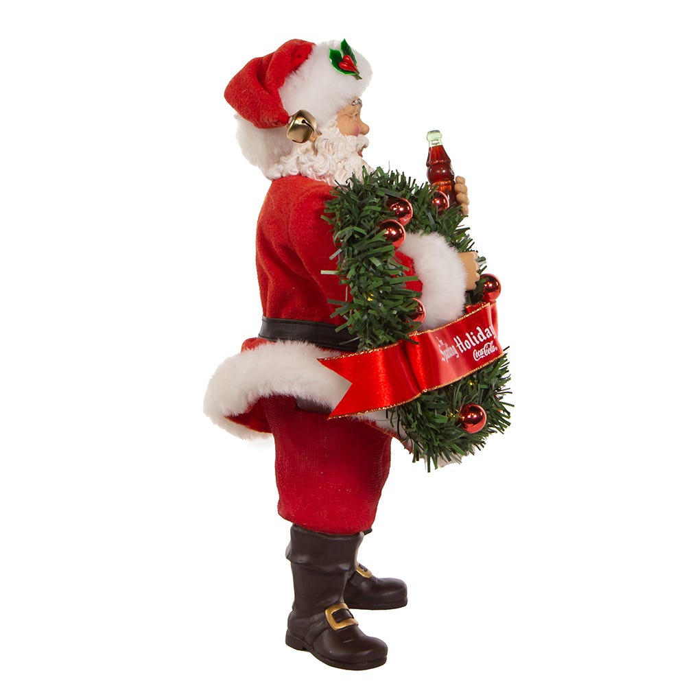 Kurt Adler 10.5-Inch Fabriché™ Coca-Cola® Battery Operated Santa With Lighted Wreath
